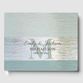 TürkisSilver Sea Glass Monogram Wedding Gästebuch