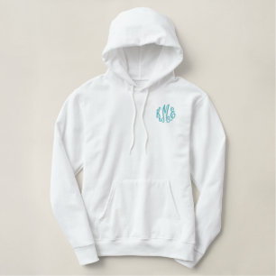 Türkisskript bestickt Monogram Bestickter Hoodie