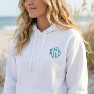 Türkisskript bestickt Monogram Bestickter Hoodie