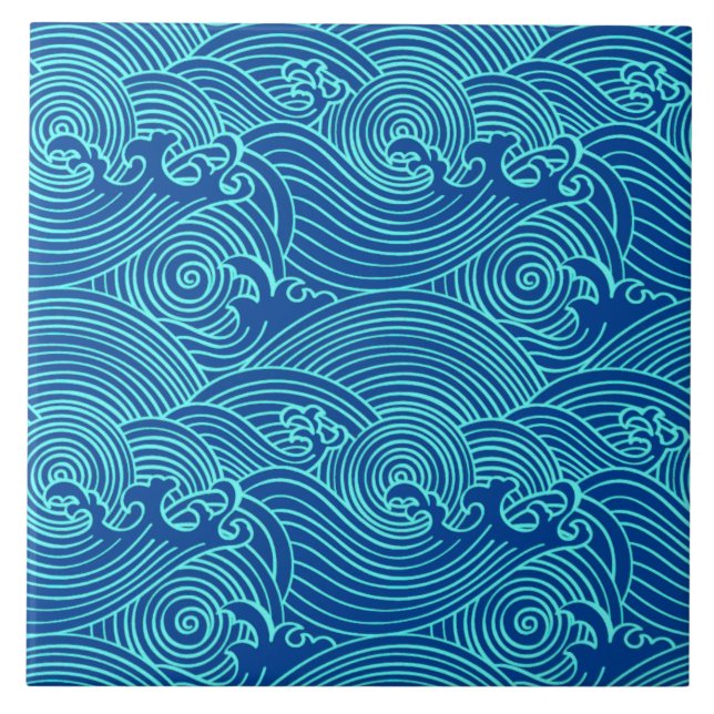 Türkiswaves Euclidean Muster Keramik Tile Fliese (Vorderseite)