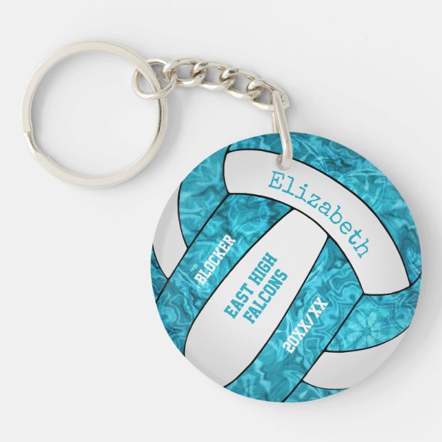 Türkisweißer Gürtelsport-Volleyball Schlüsselanhänger (Vorderseite)
