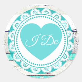 Türkisweißer Lakey I Do WeddingStickers Runder Aufkleber