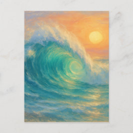 Türkiswelle - Pastell-Malstil Kunst Postkarte