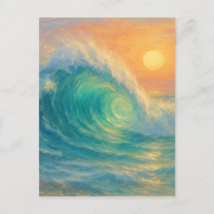 Türkiswelle - Pastell-Malstil Kunst Postkarte