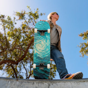 Türkiswirbel Abstrakt Ozean Skateboard