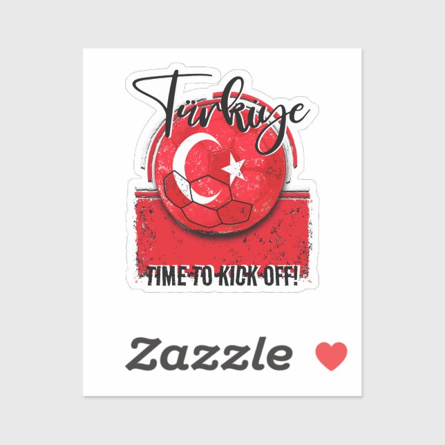 Türkiye-Flagge, Retro Türkischer Fußball Aufkleber (Blatt)
