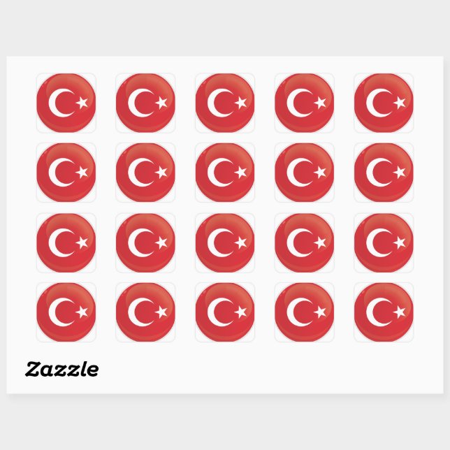 Turkiye Round Icon Flag Quadratischer Aufkleber (Blatt)