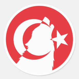 Türkiye Wolf Türkische Nationale Tierflagge Runder Aufkleber