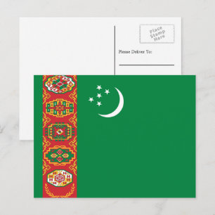 Turkmenische Flagge, Flagge Turkmenistans Postkarte