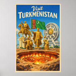 Turkménistan - Affiche de voyage vintage