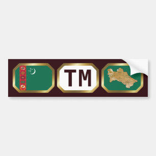 Turkmenistan Autoaufkleber für Flaggenkarte
