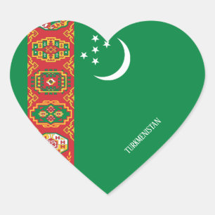 Turkmenistan Flag Splendid Patriotic Herz-Aufkleber