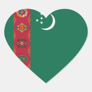 Turkmenistan-Flagge Herz-Sticker Herz-Aufkleber