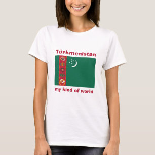 Turkmenistan-Flagge + Karte + Text-T-Shirt T-Shirt