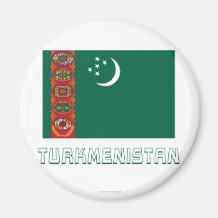 Turkmenistan-Flagge mit Namen Magnet
