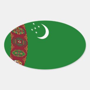 Turkmenistan-Flaggen-Aufkleber Ovaler Aufkleber