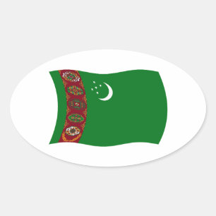 Turkmenistan Flaggen-Aufkleber Ovaler Aufkleber
