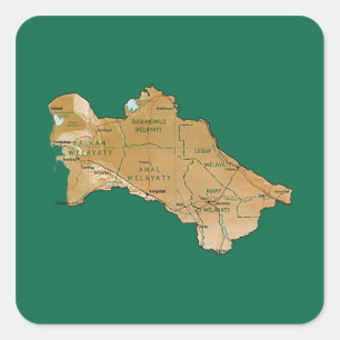 Turkmenistan-Kartenaufkleber Quadratischer Aufkleber