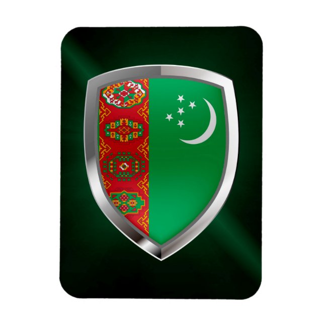 Turkmenistan Metallisches Emblem Magnet (Vertikal)