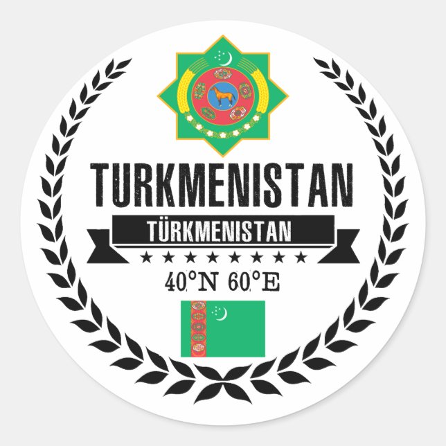 Turkmenistan Runder Aufkleber (Vorderseite)