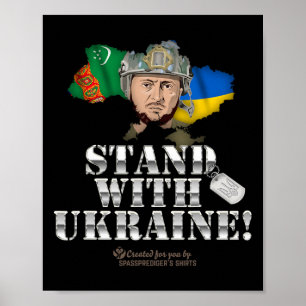 Turkmenistan steht mit der Ukraine Zelensky-Flagge Poster