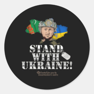 Turkmenistan steht mit der Ukraine Zelensky-Flagge Runder Aufkleber