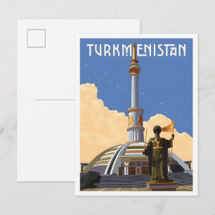 Turkmenistan Vintage Art Reise Postkarte