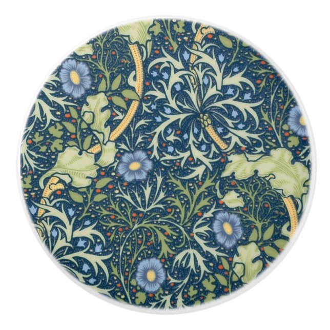 Türknopf - Algen- und Blumendesign Keramikknauf (Vorderseite)