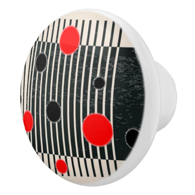 Türknopf "Crazy Red Dots" Keramik Keramikknauf (Rechts)