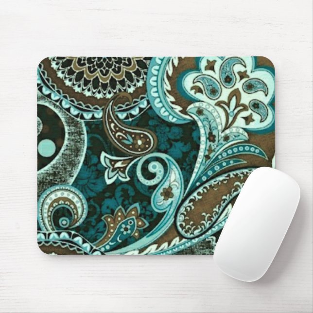 Türkquoise Brown Vintag Paisley Mousepad (Mit Mouse)