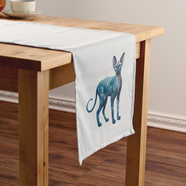 Türkquoise Gray Sphynx Paisley Kurzer Tischläufer (Beispiel)