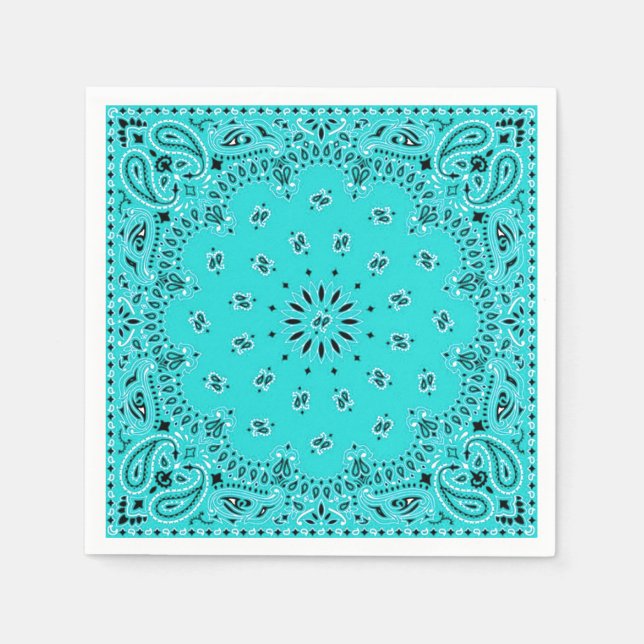 Türkquoise Paisley Bandana Scarf GRILLEN Picnic Na Serviette (Vorderseite)