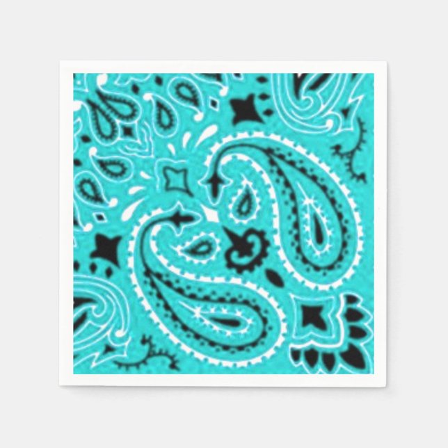 Türkquoise Paisley Bandana Scarf GRILLEN Picnic Na Serviette (Vorderseite)
