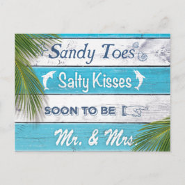 Türkquoise Sandy Toes Salty Kisses Save the Date Ankündigungspostkarte