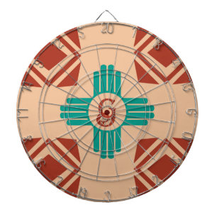 Türkquoise Zia Tribal Brown Tan Dartscheibe