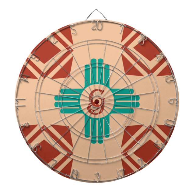 Türkquoise Zia Tribal Brown Tan Dartscheibe (vorne)