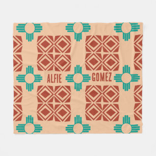 Türkquoise Zia Tribal Brown Tan Fleecedecke