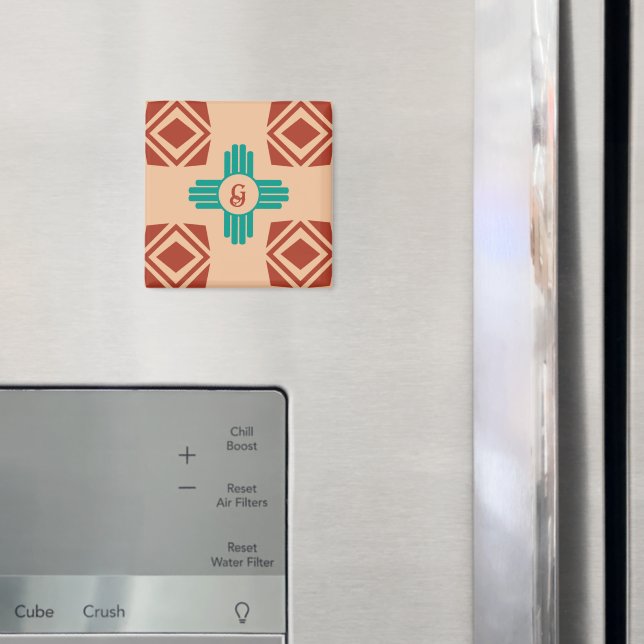 Türkquoise Zia Tribal Brown Tan Magnet (In Situ (Kühlschrank))