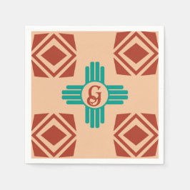 Türkquoise Zia Tribal Brown Tan Serviette