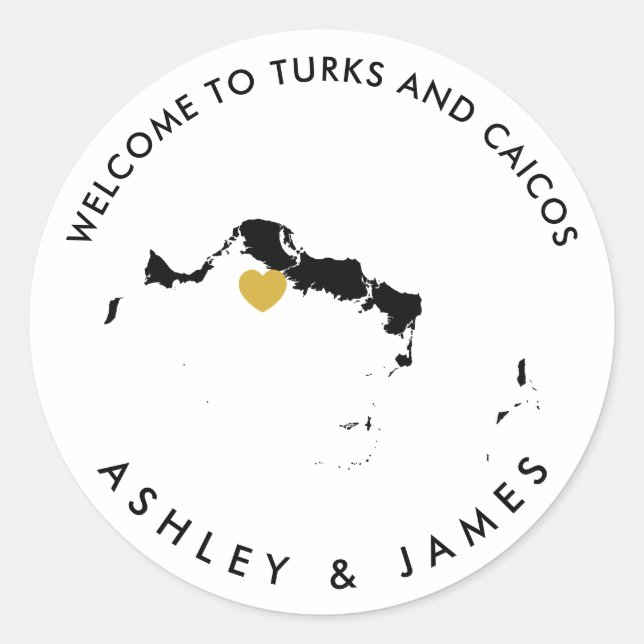 Turks and Caicos Mariage Stickers de bienvenue, Fa (Devant)