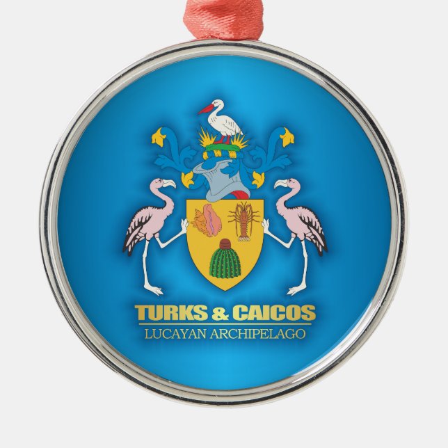 Turks & Caicos COA Ornament Aus Metall (Vorne)