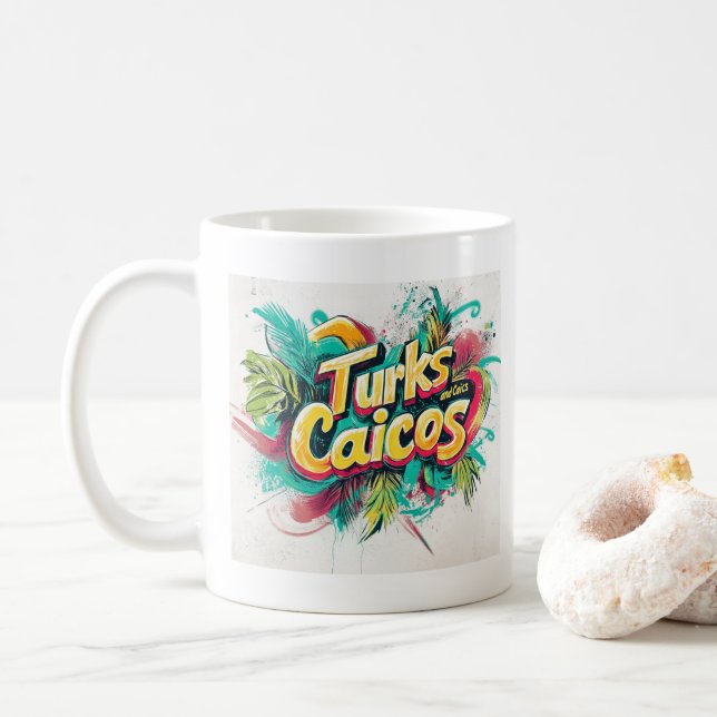 Turks & Caicos Graffiti Vibes: Island Street Art Kaffeetasse (Mit Donut)