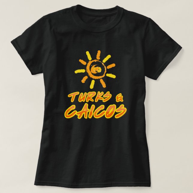 Turks & Caicos hellgelb und orange T-Shirt (Design vorne)