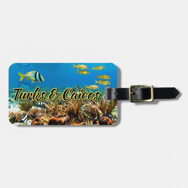 Turks & Caicos Korallenriff Gepäckmarke Gepäckanhänger (Vorderseite horizontal)