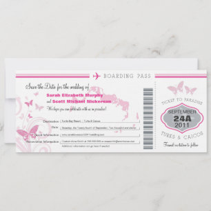 Turks- und Caico-Save the Date Boarding-Pass Save The Date