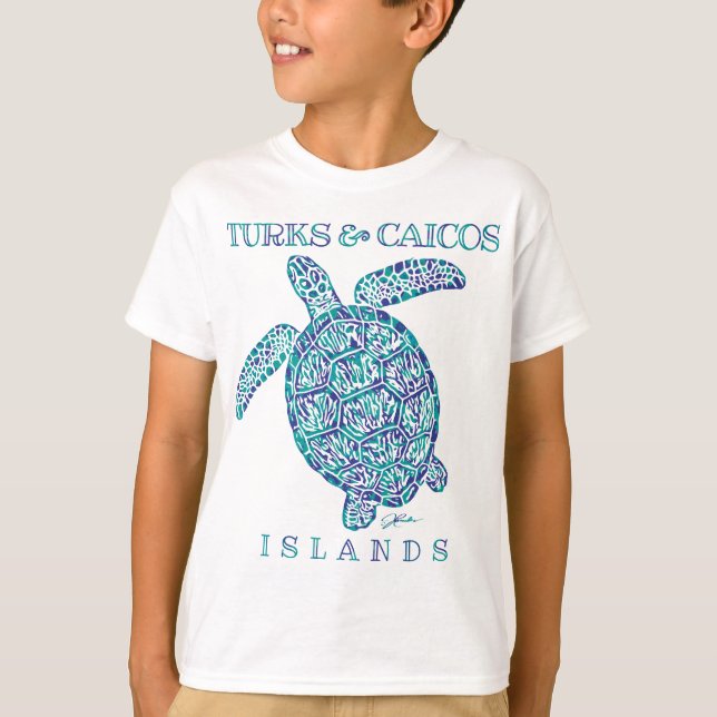 Turks- und Caicosinseln Meeresschildkröten T-Shirt (Vorderseite)