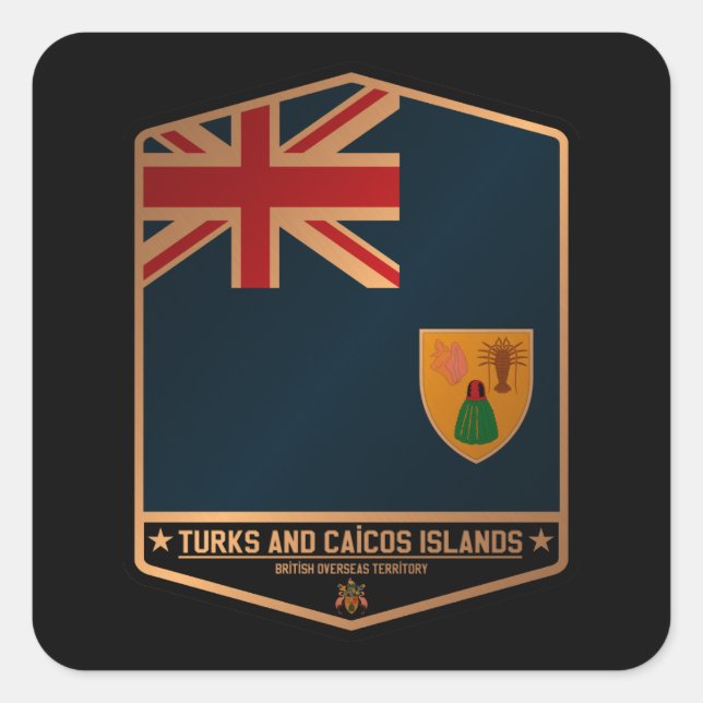 Turks- und Caicosinseln Quadratischer Aufkleber (Vorderseite)
