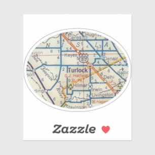 Turlock CA Vintager Fahrplan Aufkleber