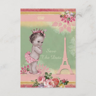 Turm-Baby-Dusche Prinzessin-Eiffel Save the Date
