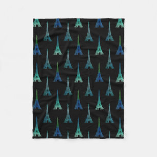 Turm-blaues Schwarz-Fleece-Decke Paris Eiffel Fleecedecke